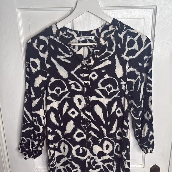 Zara Graphic Button-front Midi Dress W-994 Size XS - Picture 4 of 8